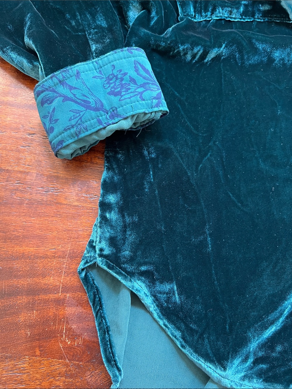 PILCRO Anthropologie Relaxed Velvet Button-Down LS Shirt Emerald Green Women L - Picture 7 of 14